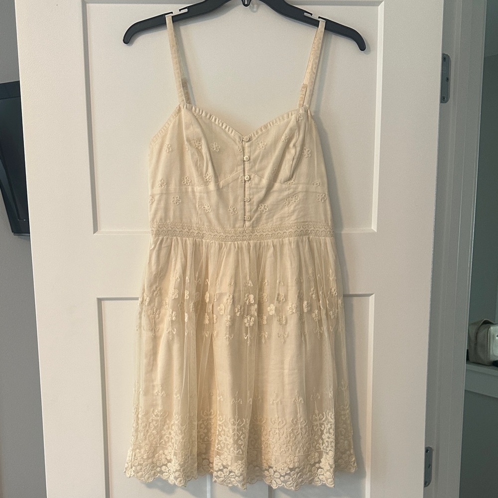 American Eagle Outfitters Ivory Button-Up Dress